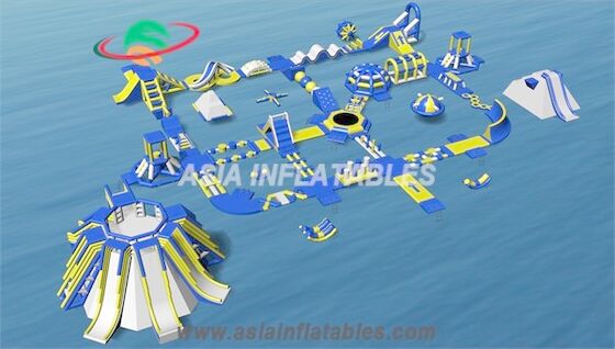 Floating Blue 50 x 40M Water Park Inflatable Water Island Park