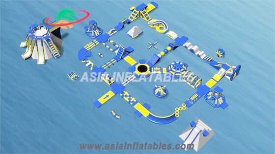 Floating Blue 50 x 40M Water Park Inflatable Water Island Park