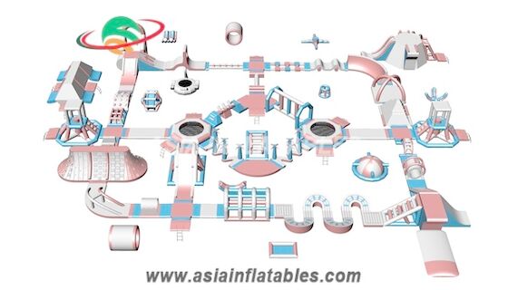 Customized Floating Inflatable Aqua Park Inflatable Aquatics Park For Sea