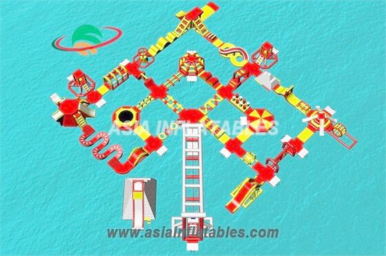 Customized Red Floating Inflatable Sea Park Inflatable Water Island