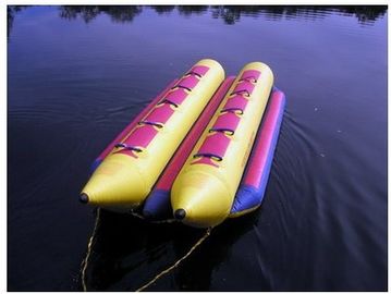 Dual Lane Inflatable Blue And Yellow Banana Boat For 8 Persons , Inflatable Water Games