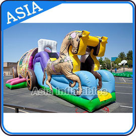 Outdoor Inflatable Horse Carriage Jumping Castle with Slide For Children