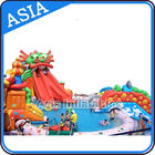 Outdoor  Commercial Inflatable Ground Water Park Slide with Pool , Moving Water Park