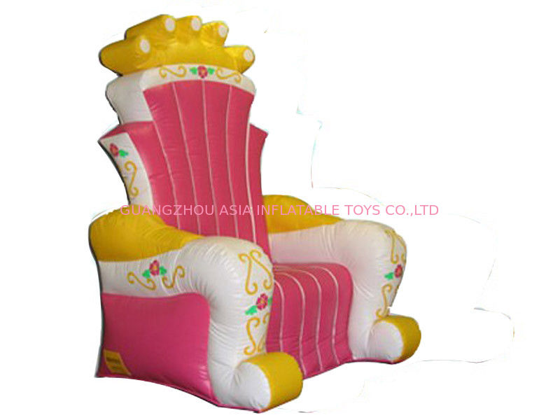 Hot Melding Pink 0.9mm Pvc Tarpaulin Inflatable  King Chair Sofa For Advertising