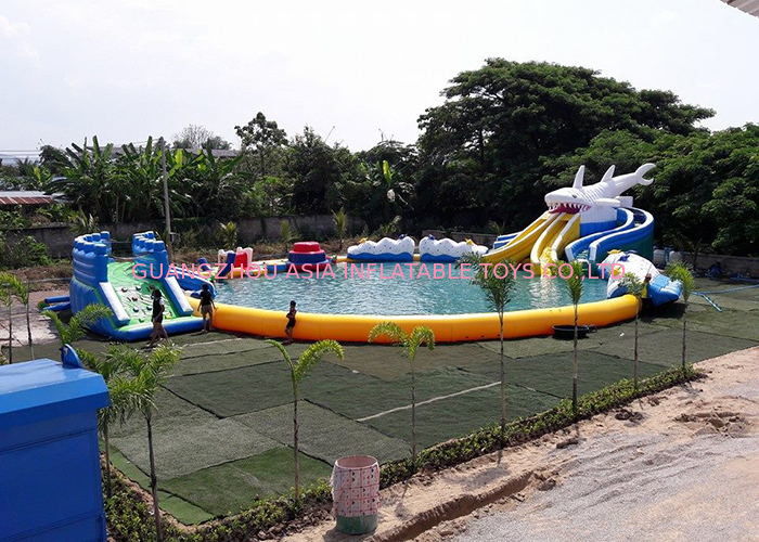 Inflatable Shark Theme Inflatable Moving Park , Outdoor  Inflatable Water Slide Games