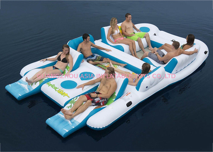 Party Inflatable Floating Island For Beach Vacation , Inflatable Lounge For Lake