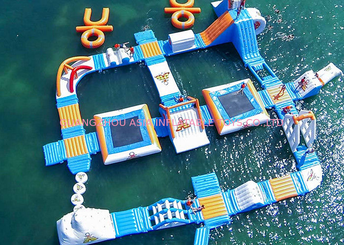 Safe Ocean Inflatable Water Park / Commercial Floating Water Playground