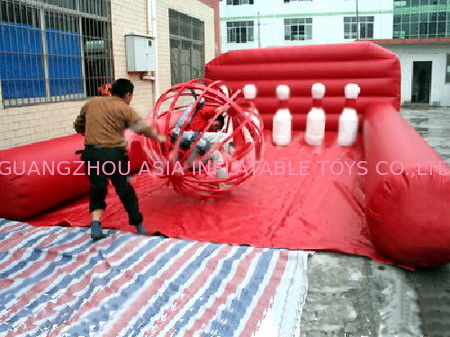 Inflatable Amusement Park With Human Bowling For Match Games