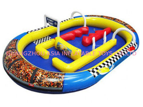Family Gardens Inflatable Amusement Park With Speedboat Race Track