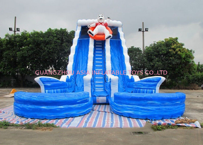 2018 Hot Sale Inflatable Bear Water Slide With Double Lanes With Pool