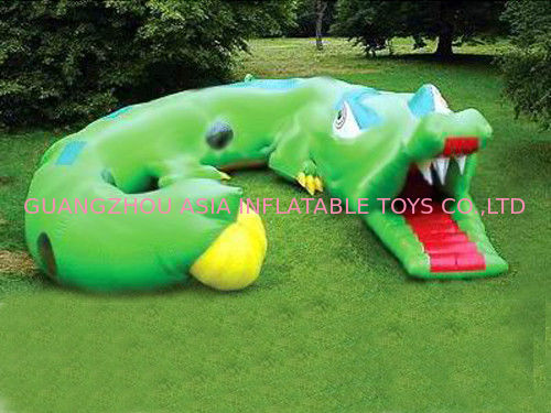 Inflatable Cartoon Tunnel Maze, Green Cayman Tunnel Design