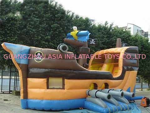 Grey Inflatable Ship Bouncer And Inflatable Funland For Chilren Party Games