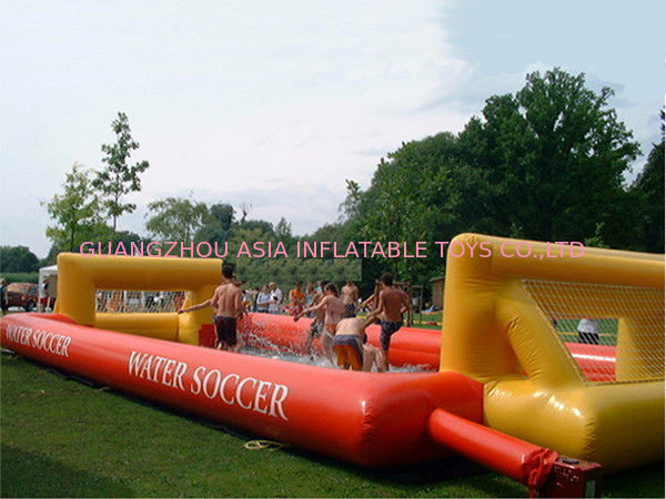 Adult Hot Welding Inflatable Soap Soccer Field / Interactive Inflatable Water Games