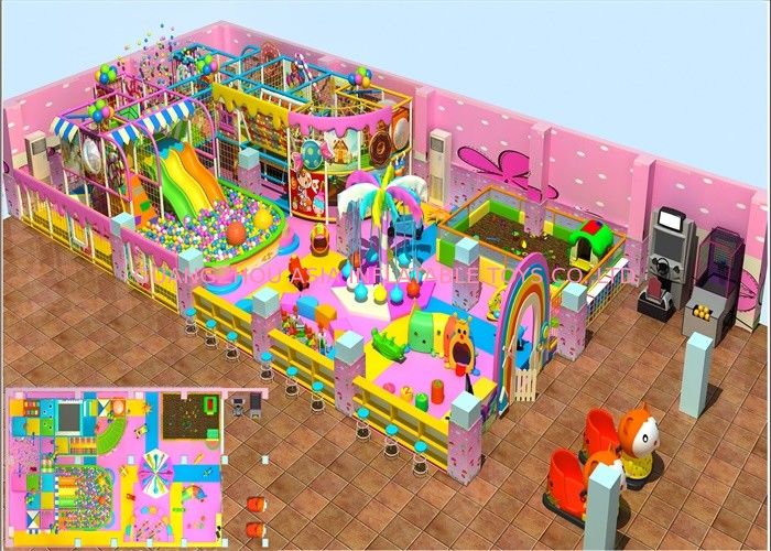 Kids Indoor Soft Blow Up Playground With Candy Theme 3 Years Warranty