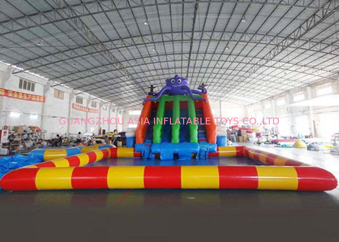 Giant Inflatable Water Parks / 0.55mm PVC Swimming Pool Water Slide