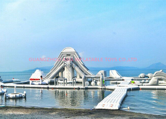 Blue / Red And White Giant Inflatable Water Park For Business CE UL