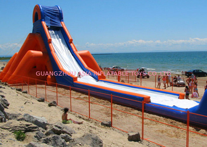 Outdoor Orange Giant Inflatable Beach Water Slide With Digital Printing