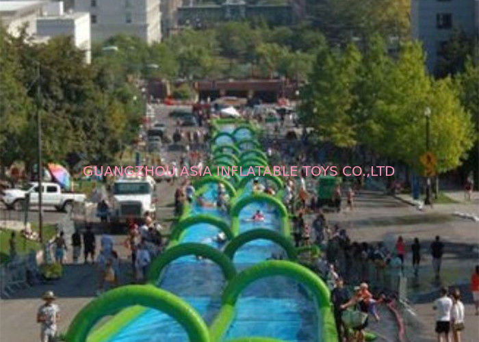 Outdoor Inflatable Slide The City Huge Water Slide 2 Lanes Quadruple Stitching
