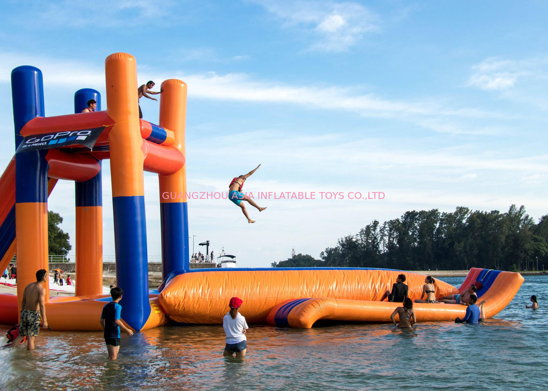 Giant Lake Inflatable Water Sports With 0.9mm PVC Funny Jumping Pillow Tower