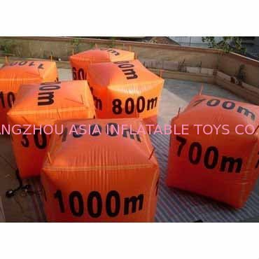 Branded Inflatable Swim Buoy In Cube Shape For Water Triathlons Advertising