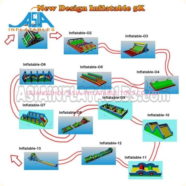 High Security Inflatable Challenge Obstacle Course With Logo CE ROHS