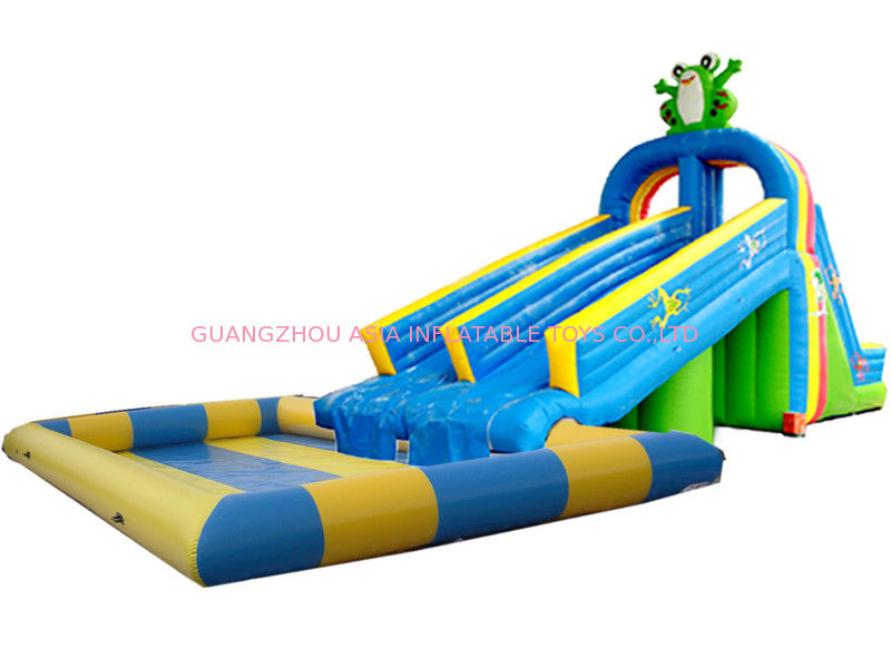 Dual Slide Inflatable Water Park Pool In Frog Design For Kids And Adult