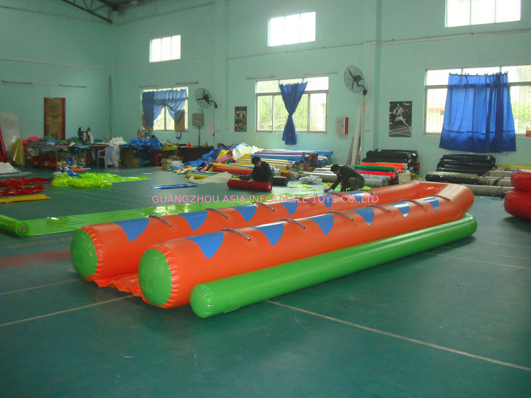 Colorful Inflatable Double Banana Boat For 12 People , Inflatable Water Games