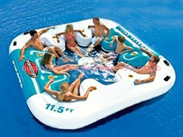 Water Proof Fiesta Inflatable Floating Island , Family Inflatable Boat