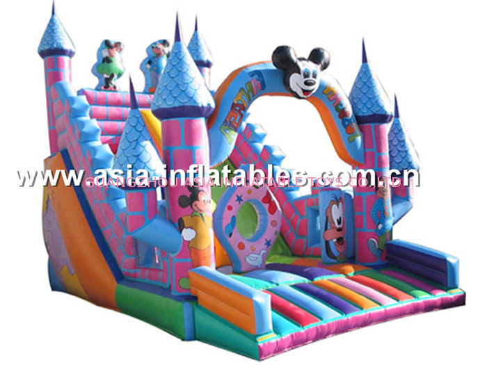 Hot Sale Inflatable Mickey Mouse Slide With Castle For Children Park
