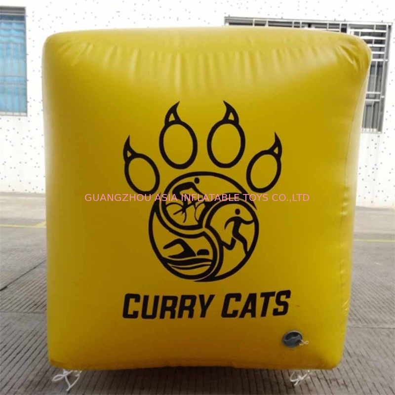 Cube Shape Tarpaulin Marker 0.9mm PVC Inflatable Buoys Customized Logo