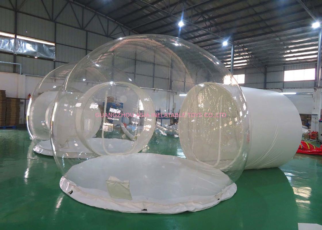 CE EN14960 Three Rooms Glamping Tent , Inflatable Bubble Lodge Tent With Metal Tunnel