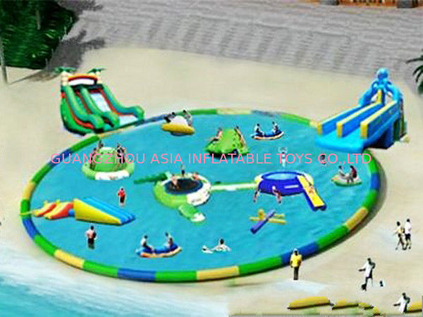 Commercial Inflatable Water Park / Pool With Slide for rental
