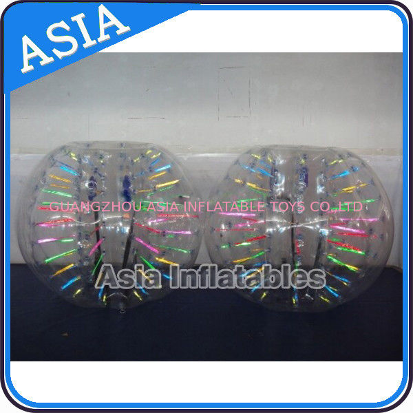 Crazy Transparent Inflatable Bumper Ball With Color Strips For Football Games