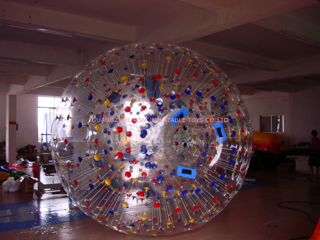 Great Fun Transparent Zorb Ball with Color Dots for Amusement Park