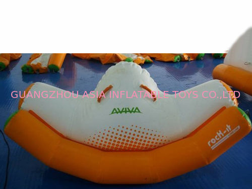 Orange And White Inflatable Rocker With Single Tube For Water Games Amusement