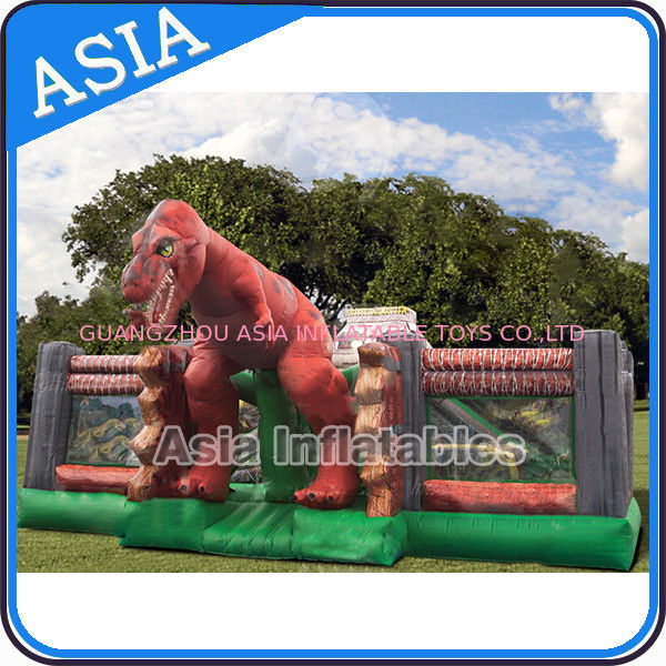 Inflatable Jurassic Park Playgroud Dinosaur Fun City With Silk Screen Printing