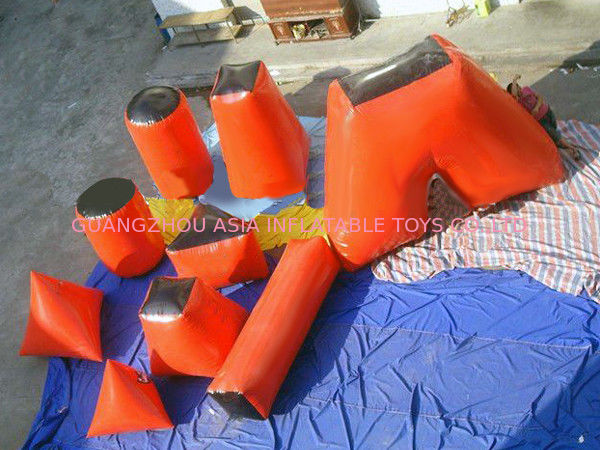 Red 0.6mm PVC Tarpaulin inflatable Paintball bunker for paintball sports